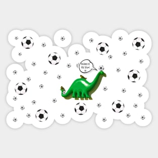 Soccer Dino -Kicking it Old School- White Sticker